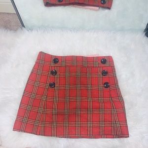 trendy red plaid skirt, never worn without tags